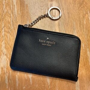 KATE SPADE zip coin purse card holder keychain BLACK